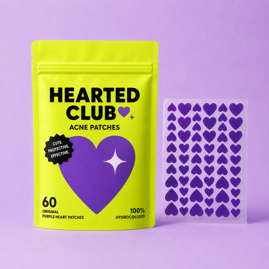 a yellow bag with a purple heart on it
